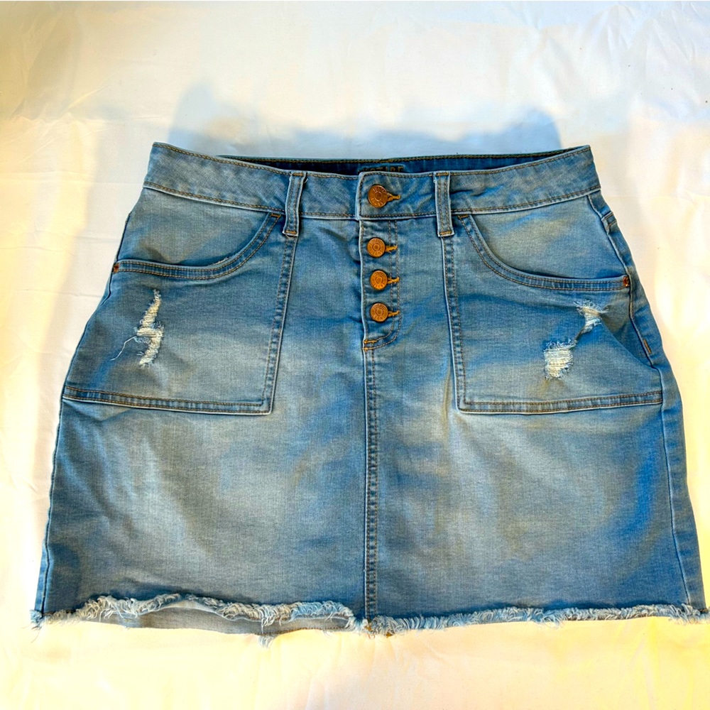 Justice Girls Plus size 18 denim jean skort, distressed, shorts, skirt